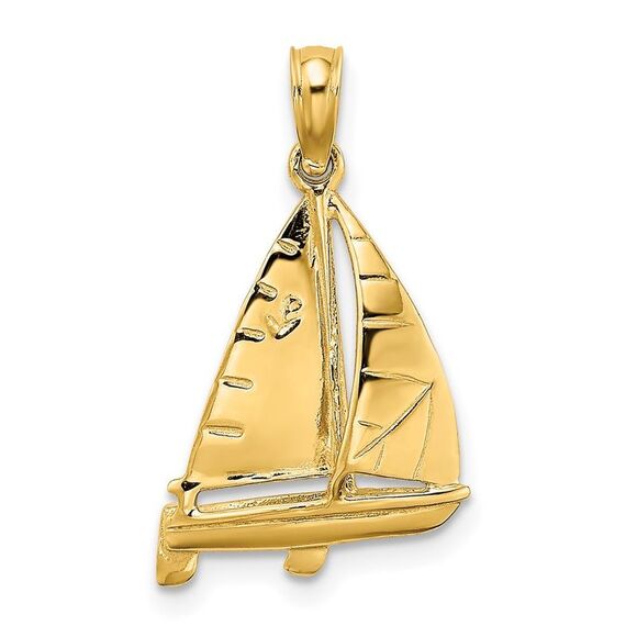 14k Yellow Gold 3-D Polished SAILBOAT Charm,All Products : American Fashion Style Bags On Sale